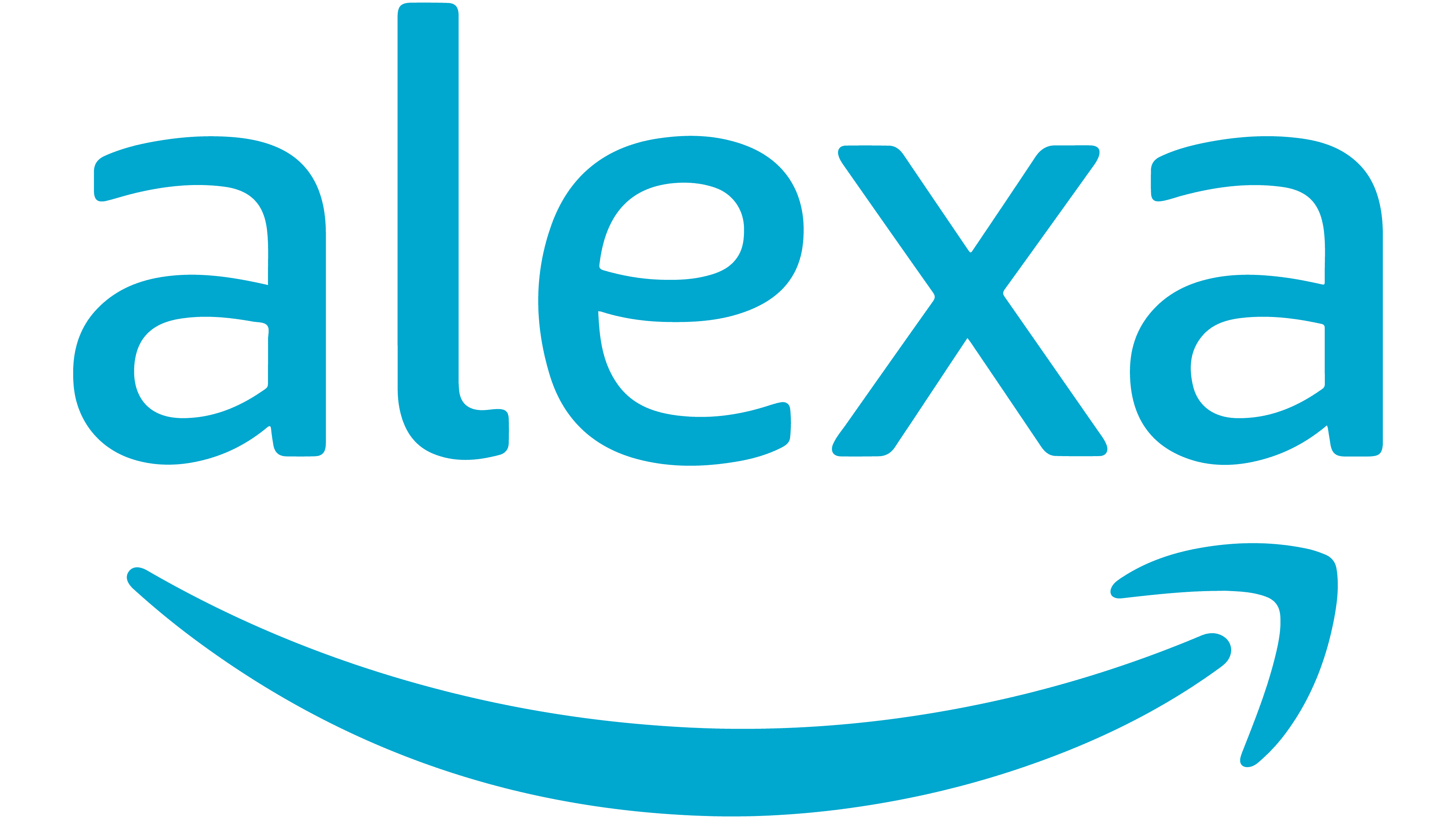 Blue "alexa" text logo with a curved arrow beneath, resembling a smile.